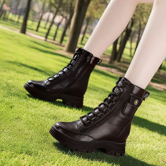 Women's Hight Increasing Martin Korean Lightweight Fashion Women's Leather Boots