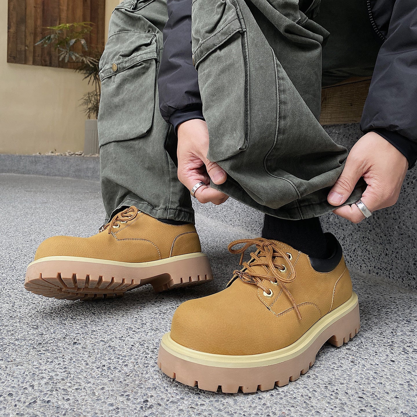 Men's Outdoor Derby Big Toe Thick Bottom Increased Men's Casual Shoes