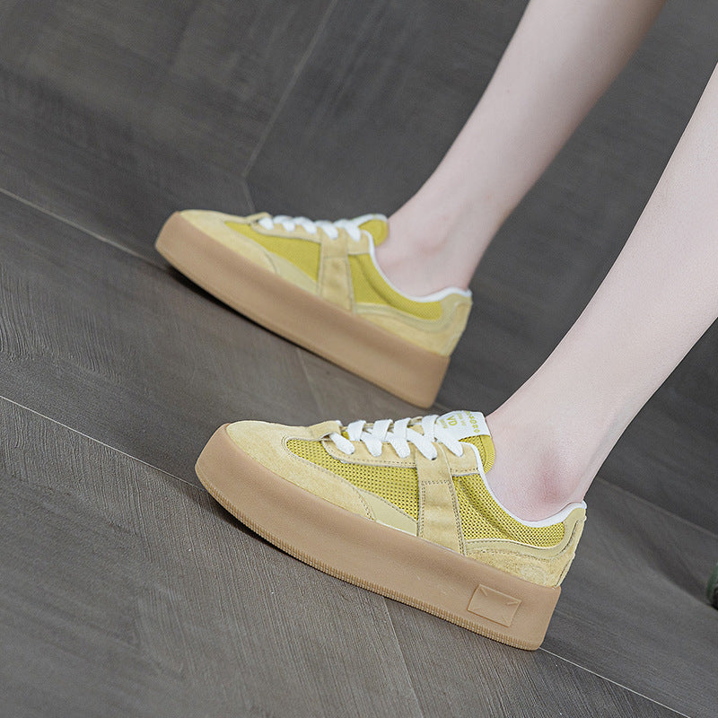 Women's German Training Thick-soled Soft Bottom White Spring Versatile Mesh Women's Board Shoes