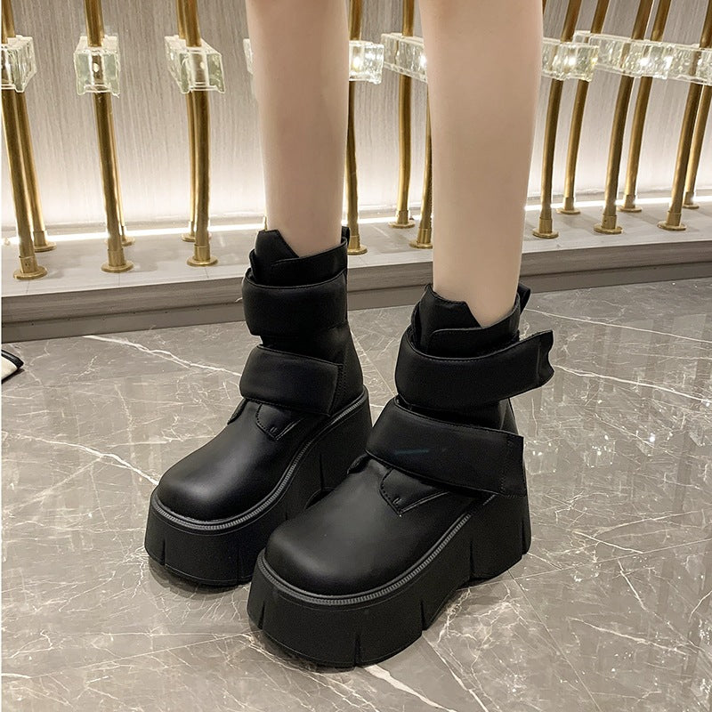 Women's Autumn Thick Bottom Fashion Velcro Muffin Boots