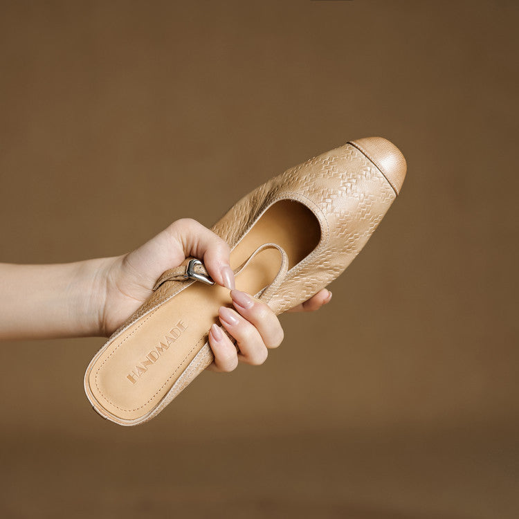 Women's Genuine Buckle Half Outer Wear Retro Summer Muller Slippers
