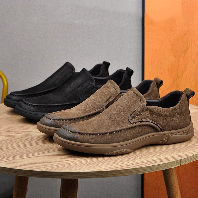Men's Genuine England Style Soft Surface Bottom Slip-on Top Layer Men's Casual Shoes