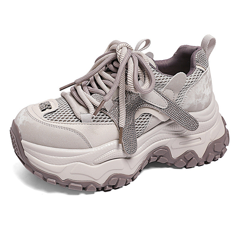 Women's Platform Dad Spring Mesh Breathable Lightweight Small Women's Sports Shoes
