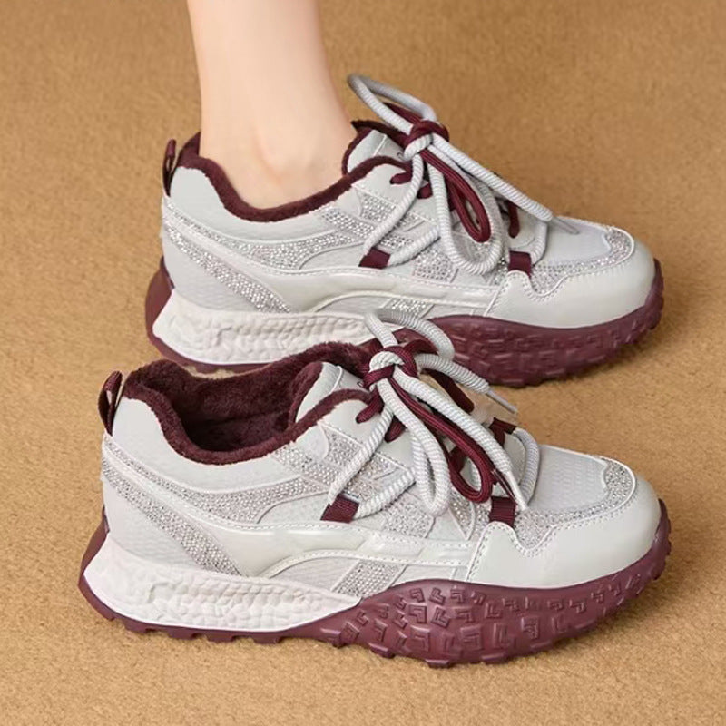 Women's Dad Spring Rhinestone Lightweight Platform Height Increasing Skinny Sports Women's Casual Shoes