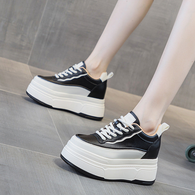 Women's Wedge White Muffin Platform Height Increasing Insole Small Pumps Women's Casual Shoes