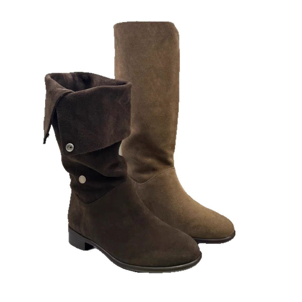 Vintage Suede Round Head Chunky Pile Boots