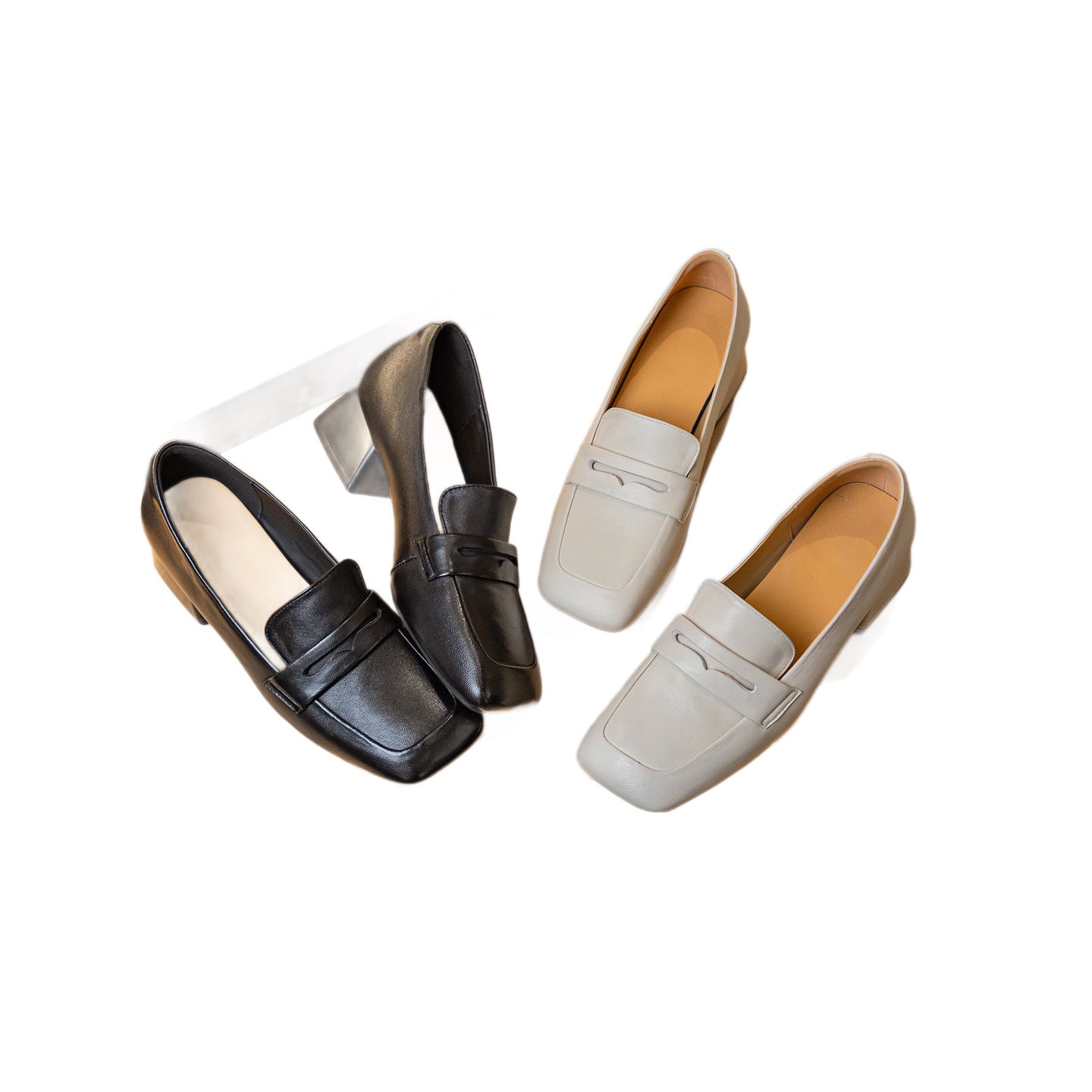 Sheepskin Authentic Female Square Toe Soft Bottom Thick With Loafers