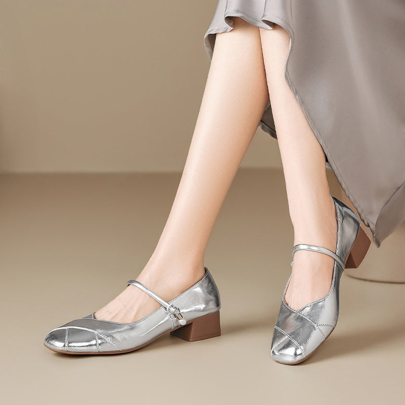 Women's French Style Mary Jane Commuter Buckle Heels