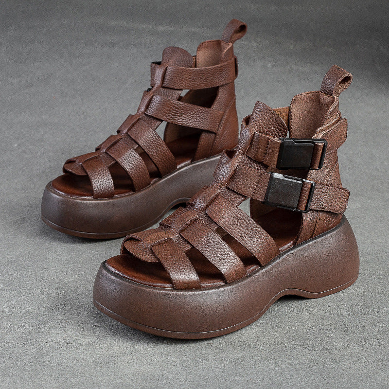 Glamorous Women's Breathable Retro Roman Style Platform Sandals