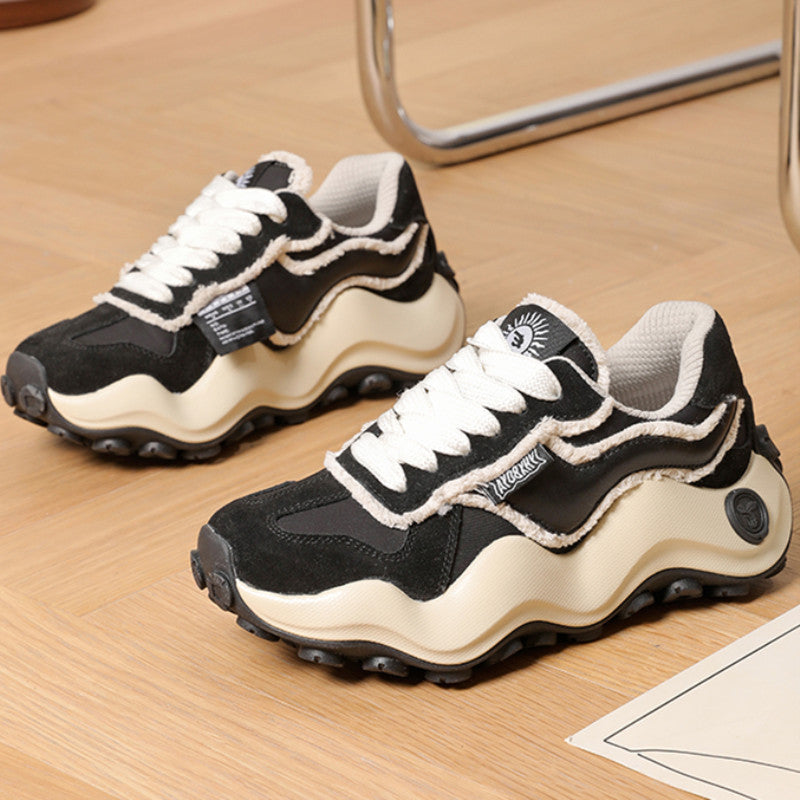Women's Dad Fashion Wave Bottom Bread Thick Sneakers