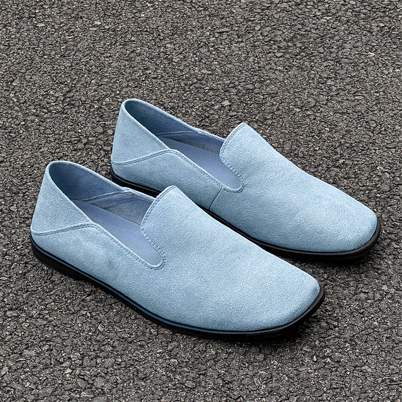 Women's & Men's Commuter Fashionable Flat Derby Blue Brown Men's Casual Leather Shoes
