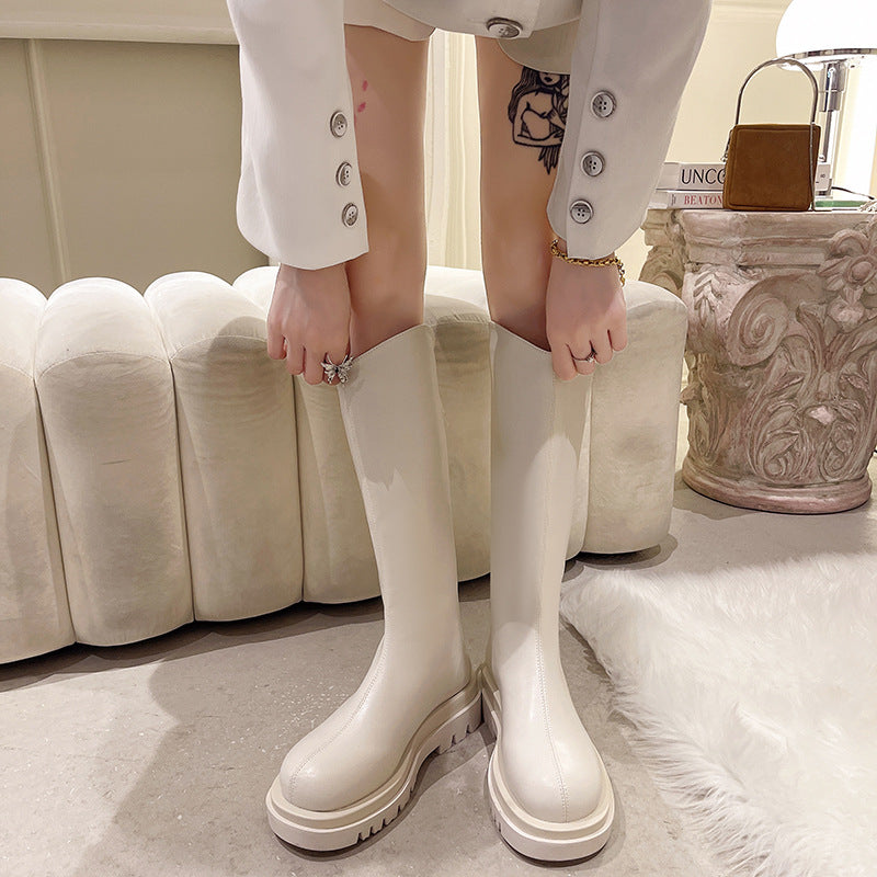 Female Fleece-lined Platform Widened Large Tube Circumference Fat Boots