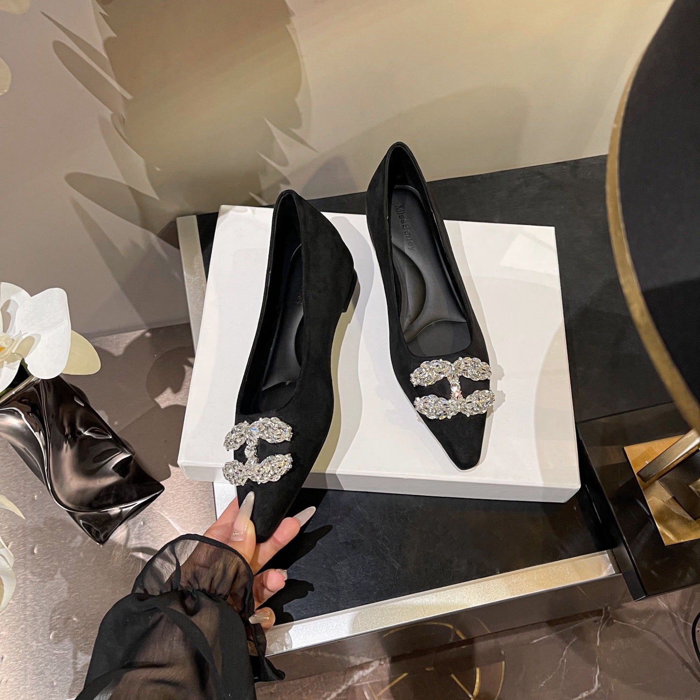 Women's Style Buckle Rhinestone Low Veet Small Women's Shoes