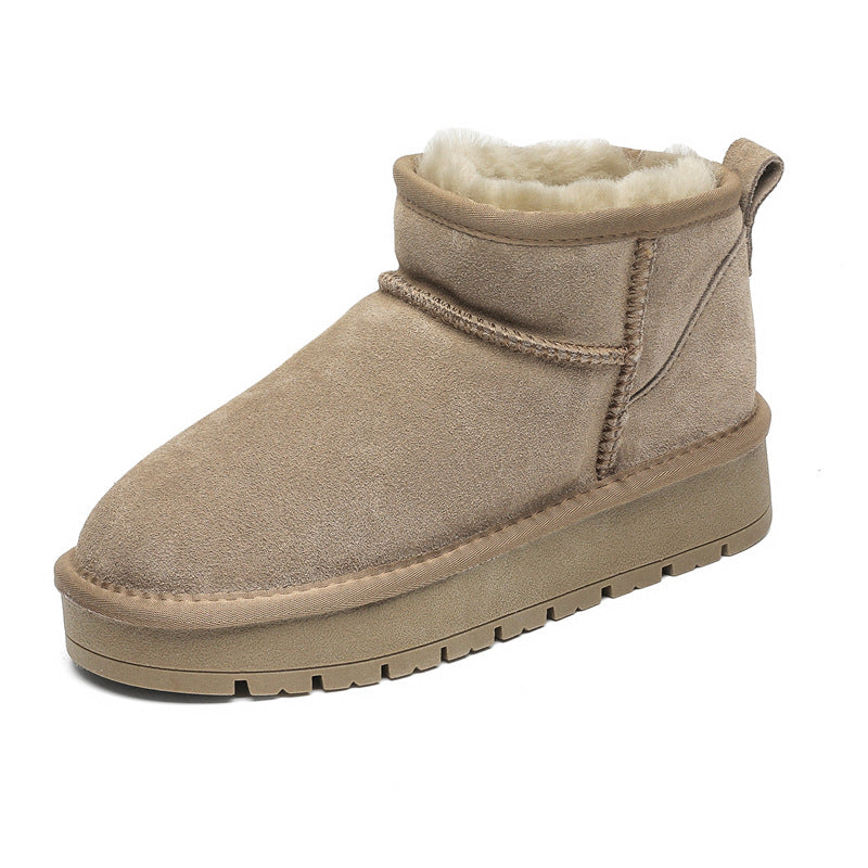 Women's Winter Thick-soled Sheepskin Fur Fleece Lined Snow Boots