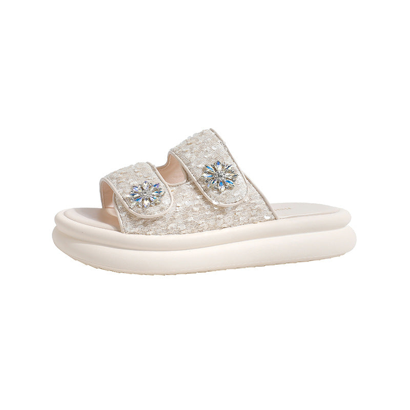 Fattened Plus Size Summer Small Velcro Snowflake Slippers
