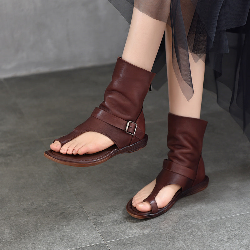 Women's Buckle Cover Toe Short Summer Roman Flat Sandals