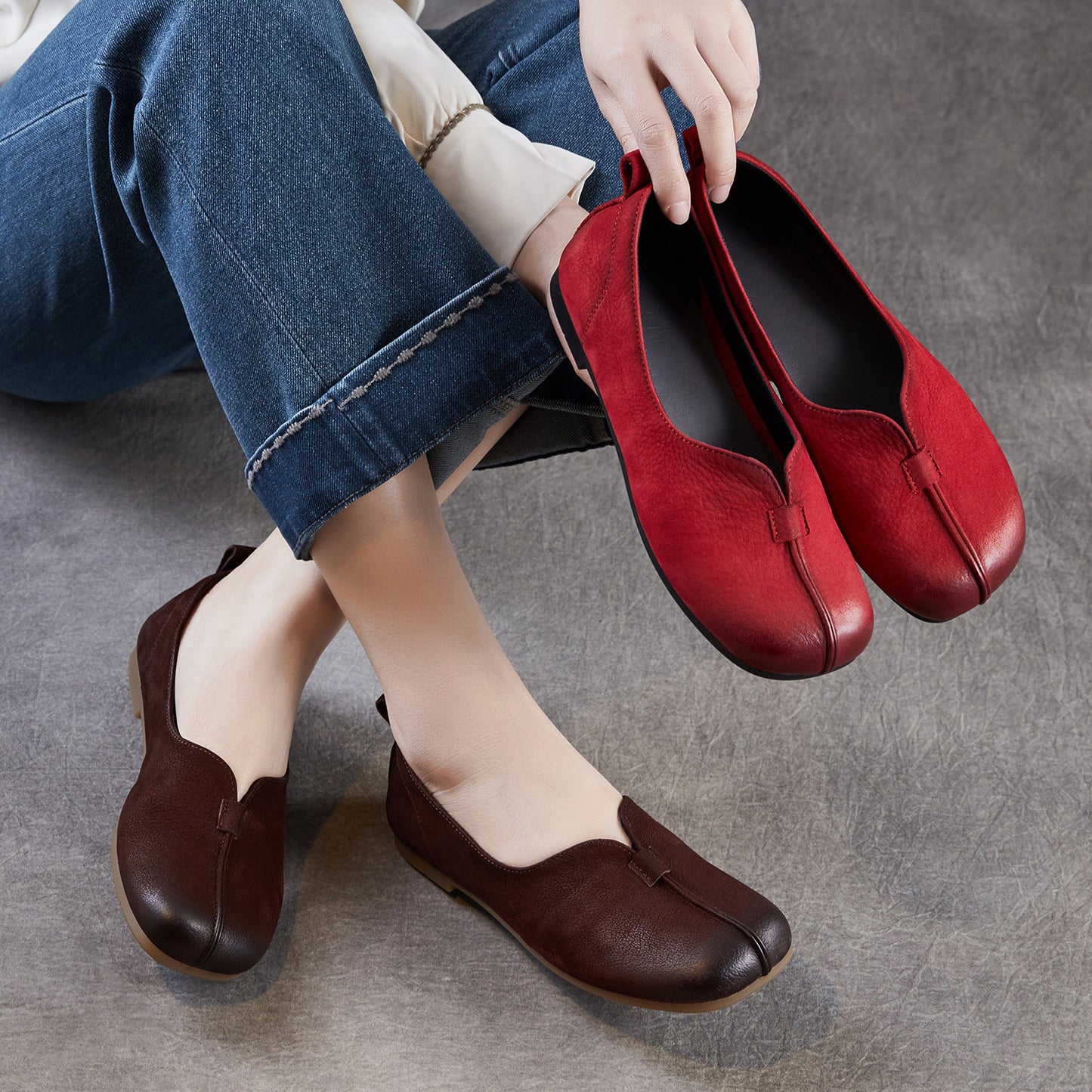 Comfortable Low-cut Mom Slip-on Soft Bottom Surface Ethnic Style Retro Women's Casual Shoes