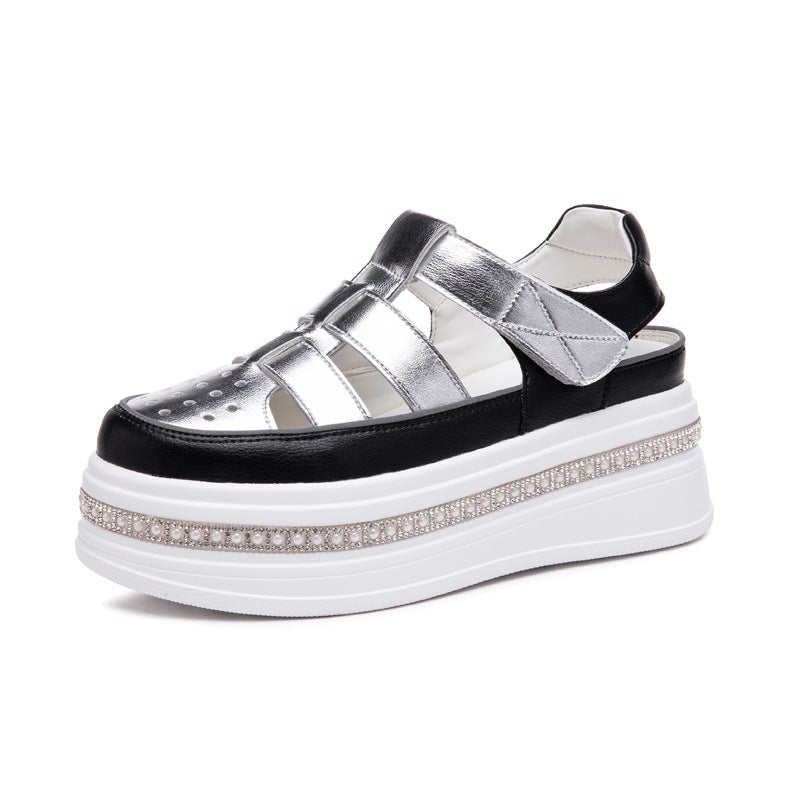 Women's Roman Closed Toe Platform Summer Lightweight Hollow Breathable Muffin Sandals