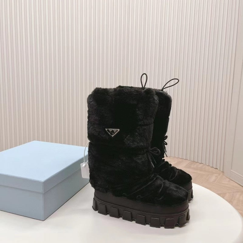 Women's Raise The Bottom Nylon Fabric Contraction Band Snow Boots