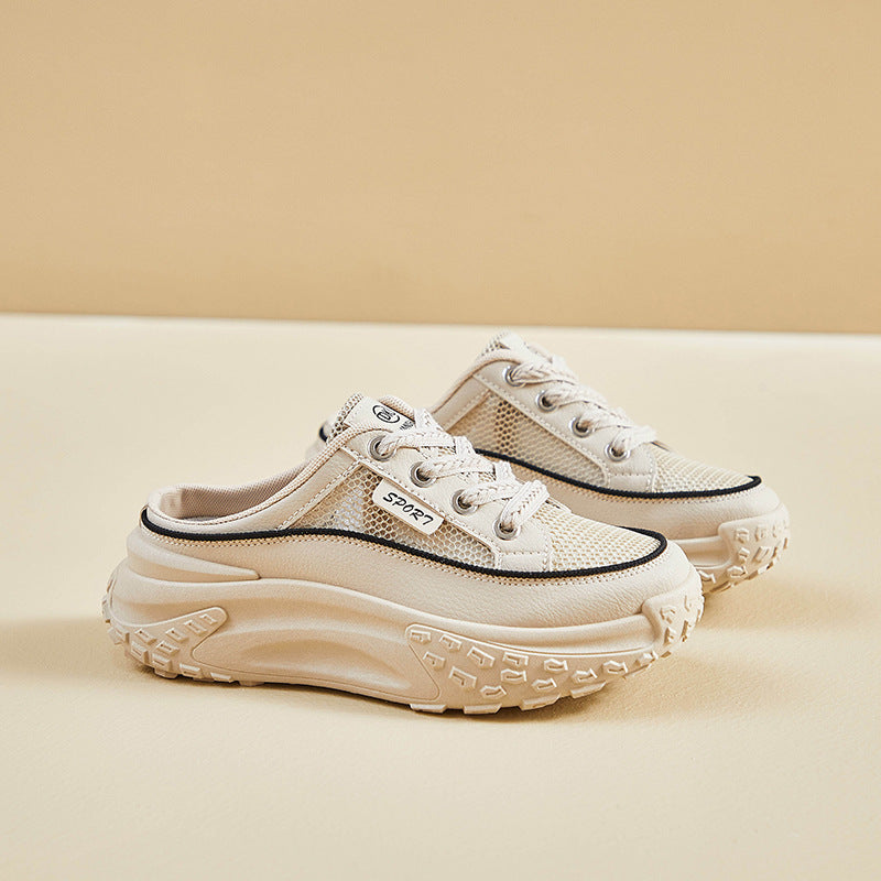 Half Support White Korean Style Female Height Increasing Casual Shoes