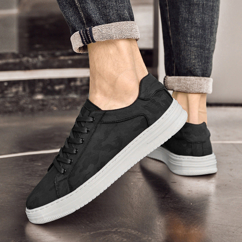 Men's Skate White Low Top Handmade Flat Surface Skateboard Korean Men's Board Shoes