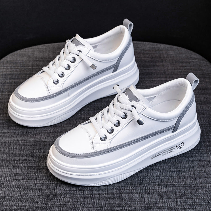 Women's Increasing Insole White Sports Thick-soled Korean Style Women's Shoes