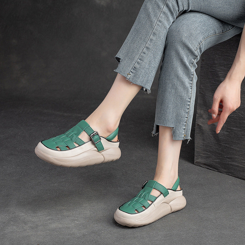 Women's Bread Bottom Hollow Hole Buckle Breathable Sandals