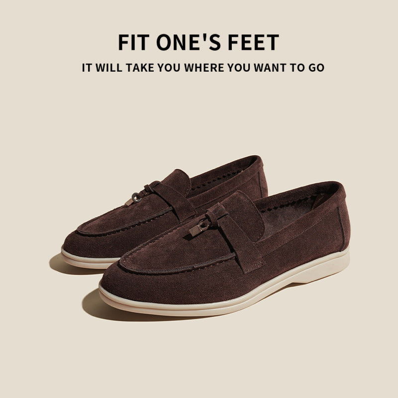 Women's One Pedal Flat Tassel Lazybone Veet Padded Loafers