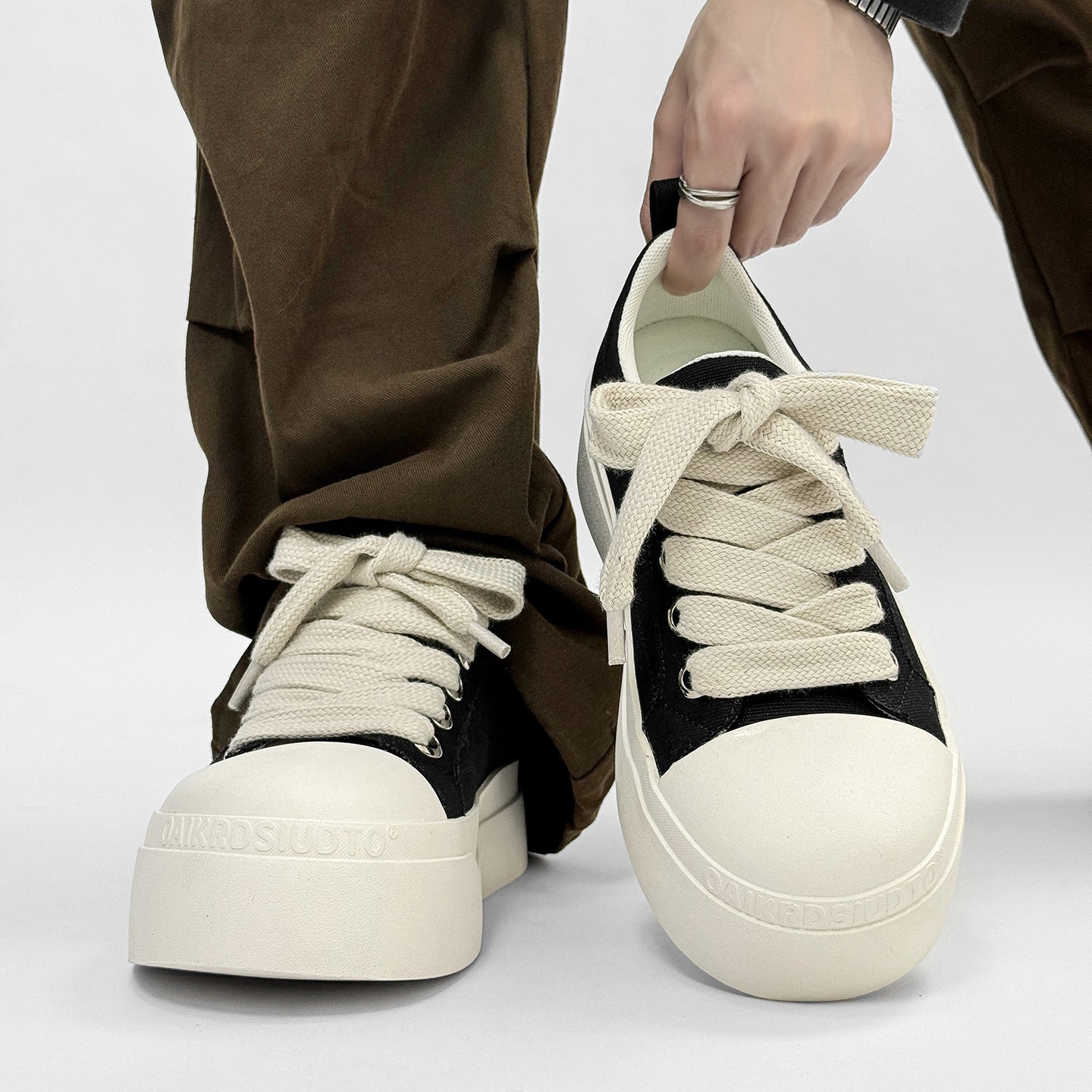 Women's & Men's Thick Sole Height Increasing Niche Couple Men's Canvas Shoes