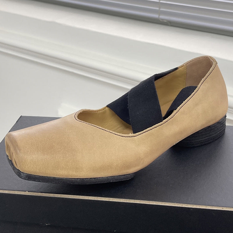 Women's Ballet Vintage Mary Cross Strap Distressed Pumps Women's Fashion Shoes