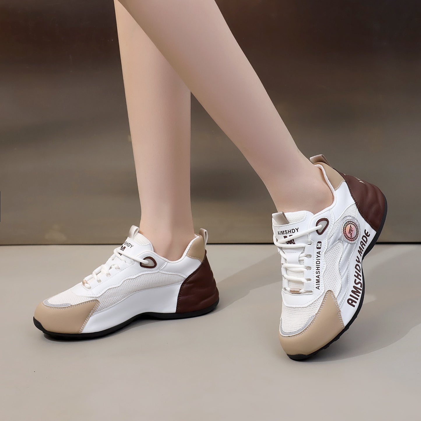 Women's & Men's Giant Hibiscus Mesh Couple Pippen Dad Sneakers