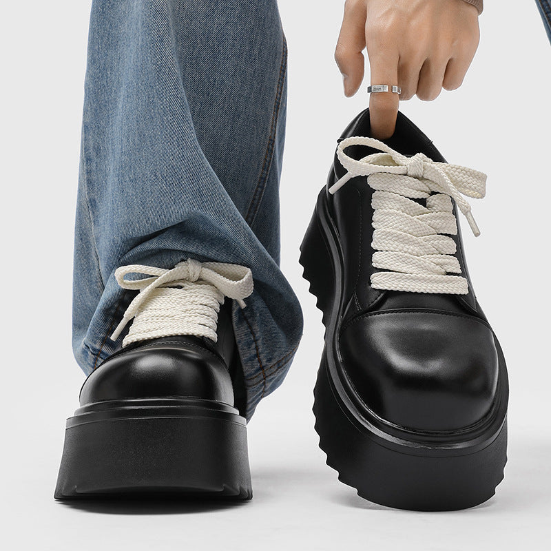 Niche Design Thick Bottom Hight Increasing Big Head Men's Board Shoes