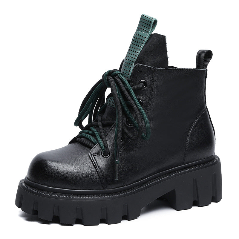 Women's Retro Thick-soled Muffin Bottom Top Layer Cowhide Women's Shoes