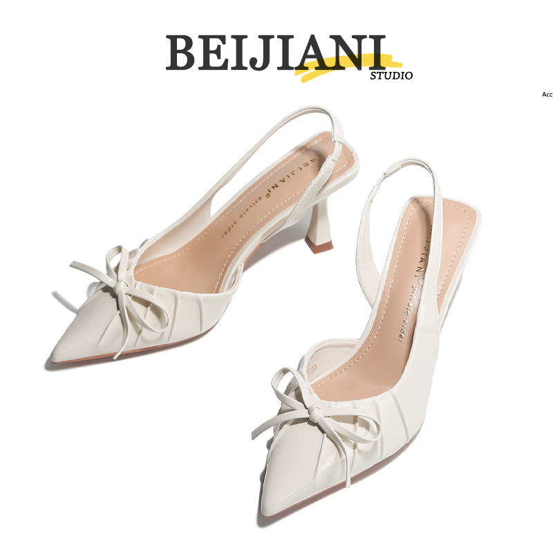 Women's Bowknot Closed Toe Back Strap Stiletto Women's Fashion Shoes