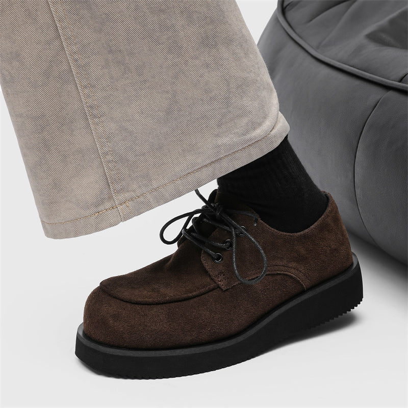 Platform Commuter Height Increasing Trendy Big Toe Derby Leather Shoes