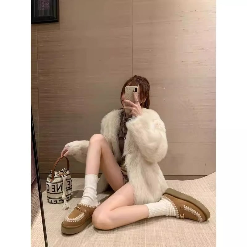 Arc Gold Buckle Thick Bottom Toe Women's Shoes