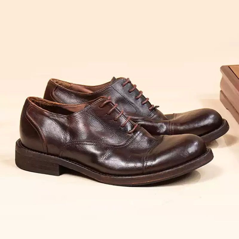 Horse Genuine Sole Washed Old Platform Leather Shoes