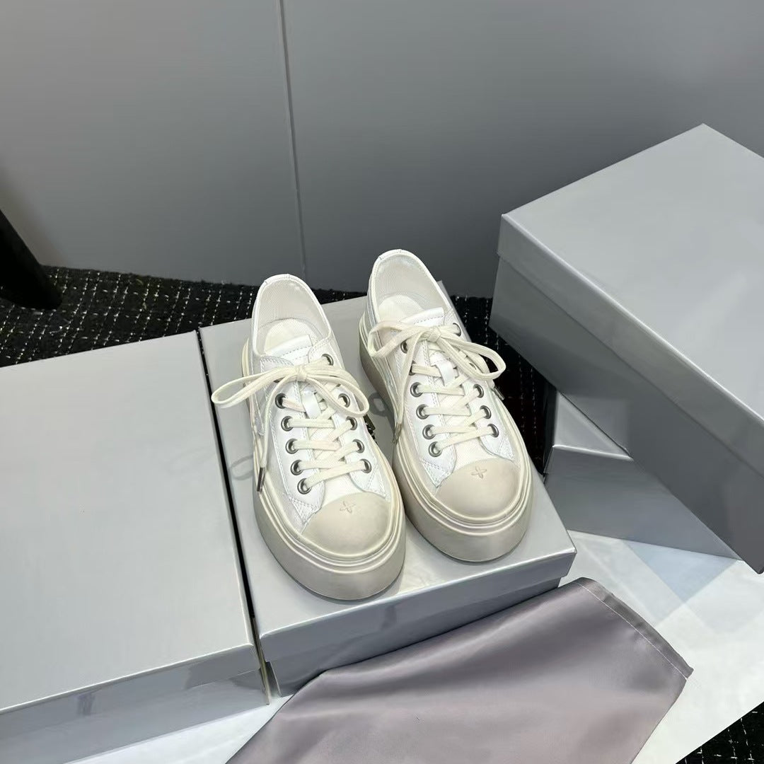 High Cross Badge Big Head Thick Bottom Derby Female Real Women's Board Shoes