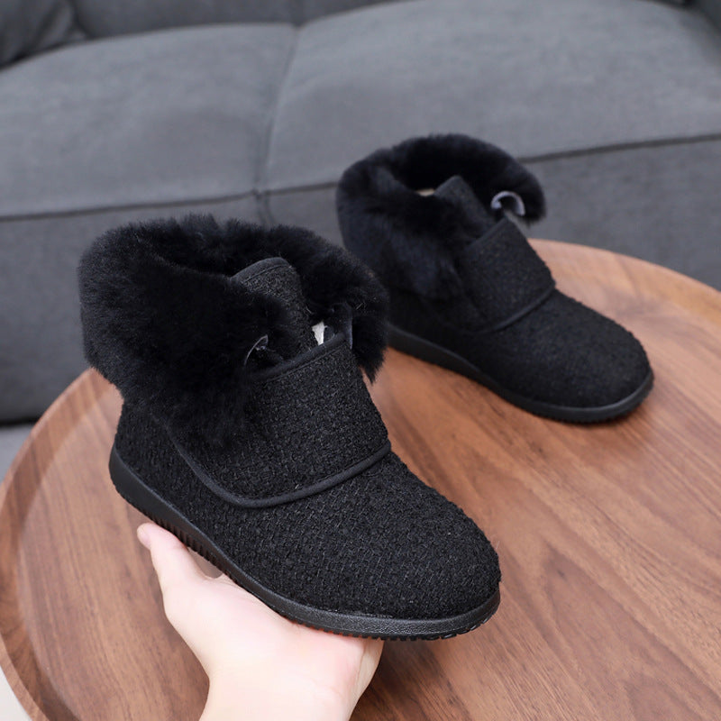 High Leg Widened Fat Surface Sheep Women's Shoes