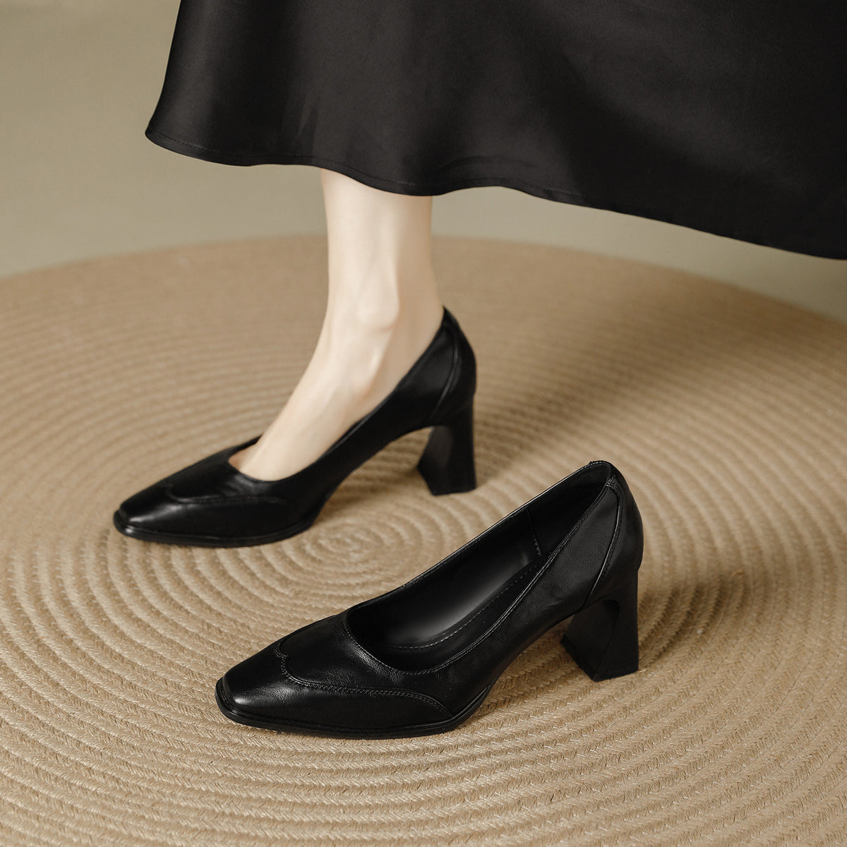 Women's High Elegant Retro Square Toe Low-cut Commute Not Tired Feet Women's Fashion Shoes