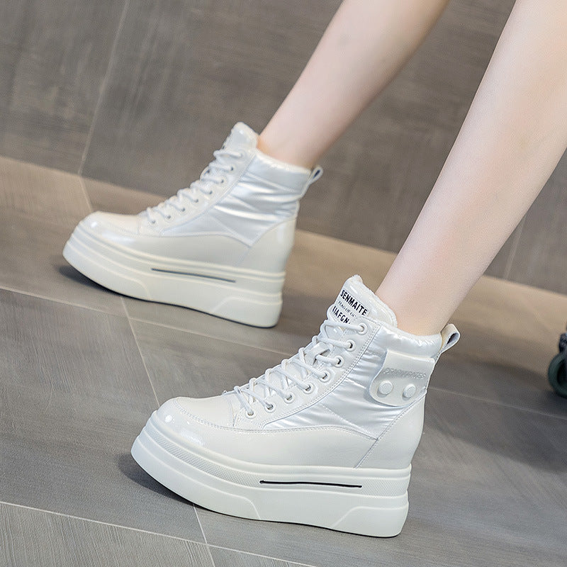 High Female Winter Fashion Fleece-lined Platform Boots