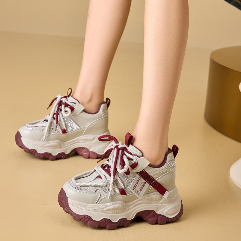 Thick Bottom Spring Small Sports Increased Clunky Super Women's Casual Shoes