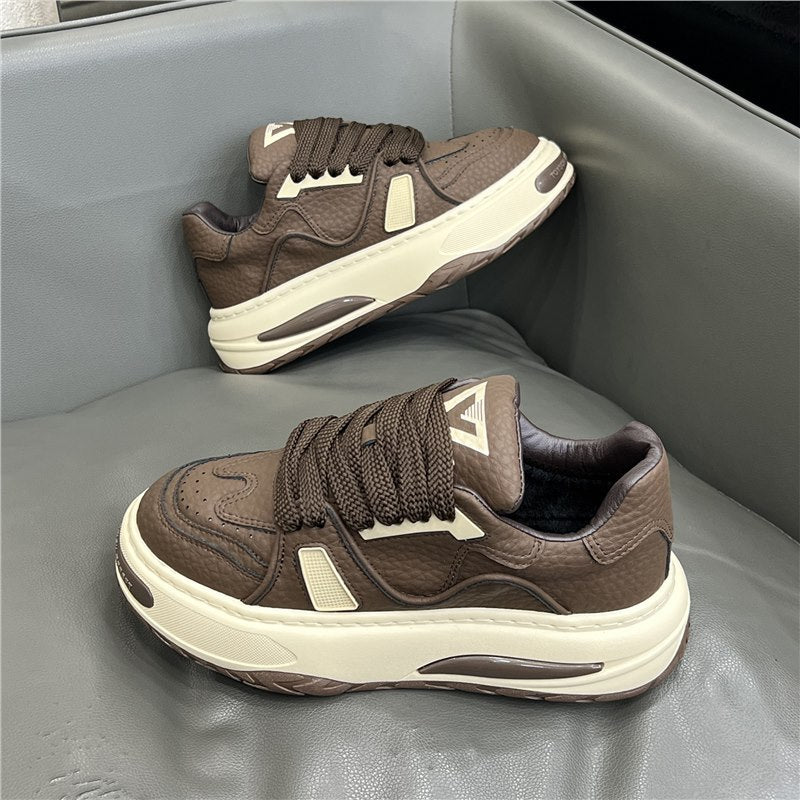 Men's Low-cut Genuine White Dad Platform Sports Casual Shoes