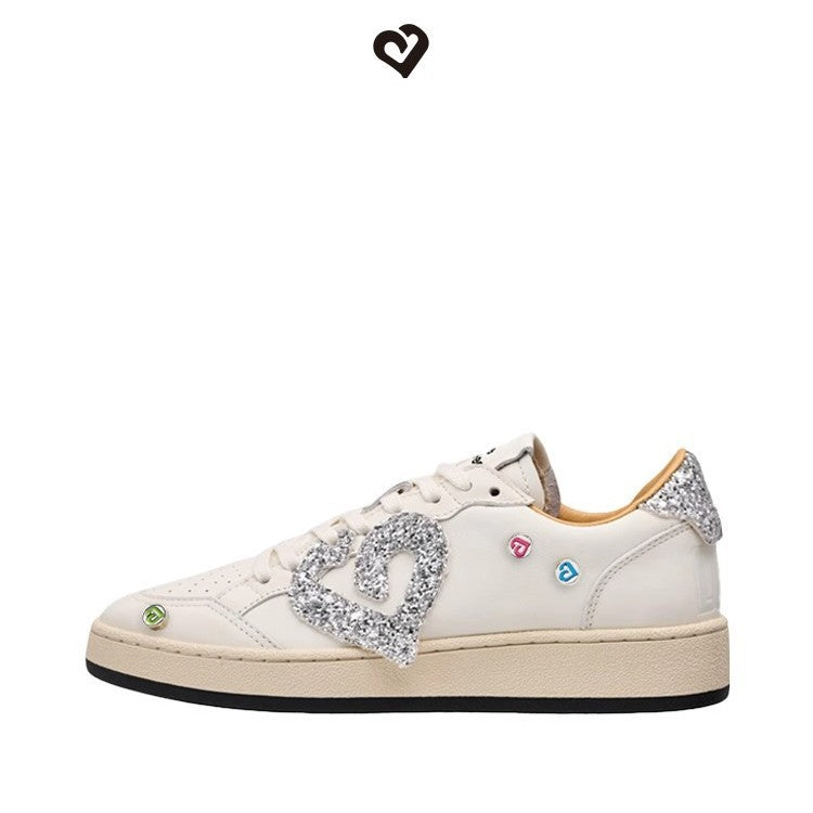 Women's First Layer Cowhide Versatile Breathable White Men's Board Shoes