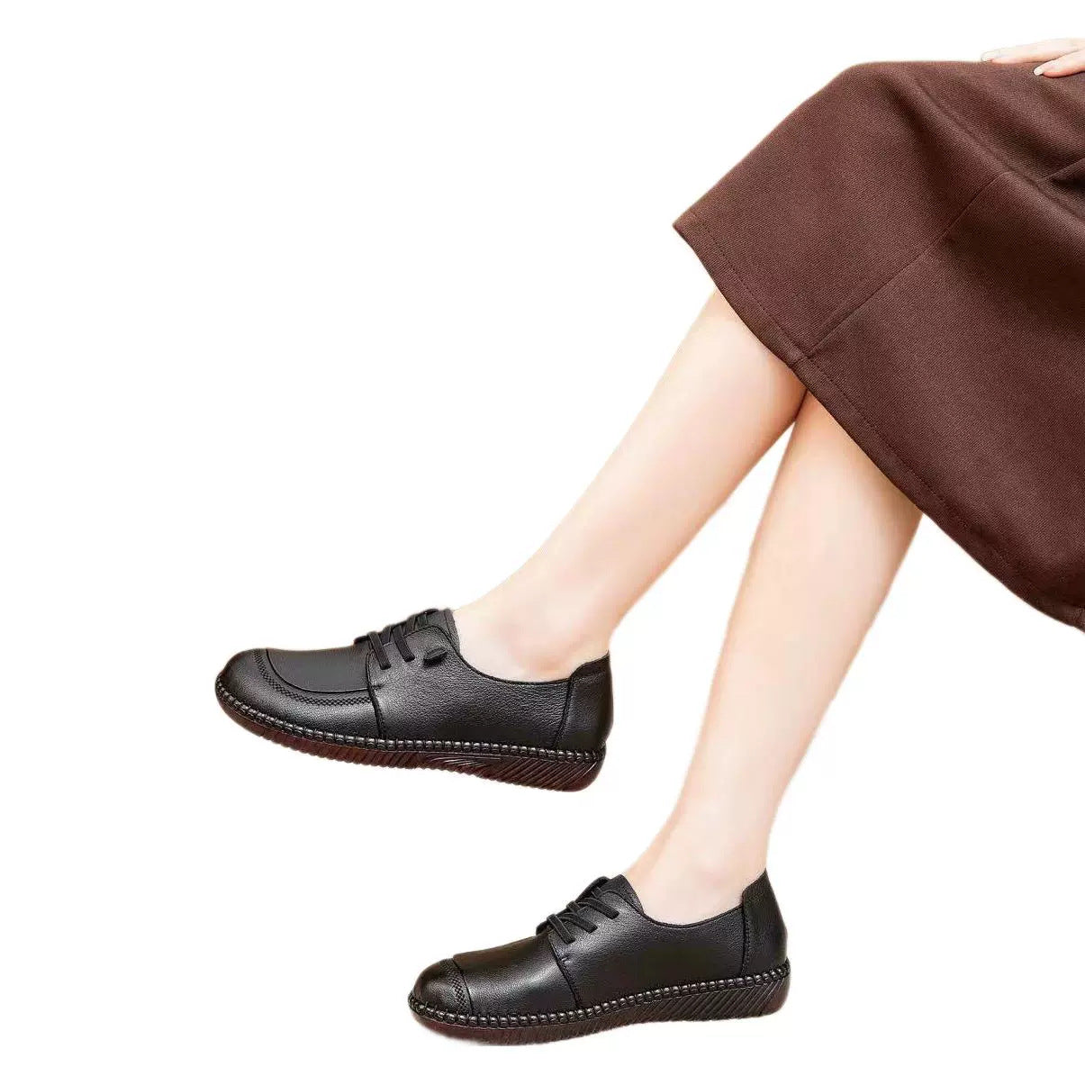 Women's Tendon Bottom Retro Flat Soft Comfortable Round Women's Shoes