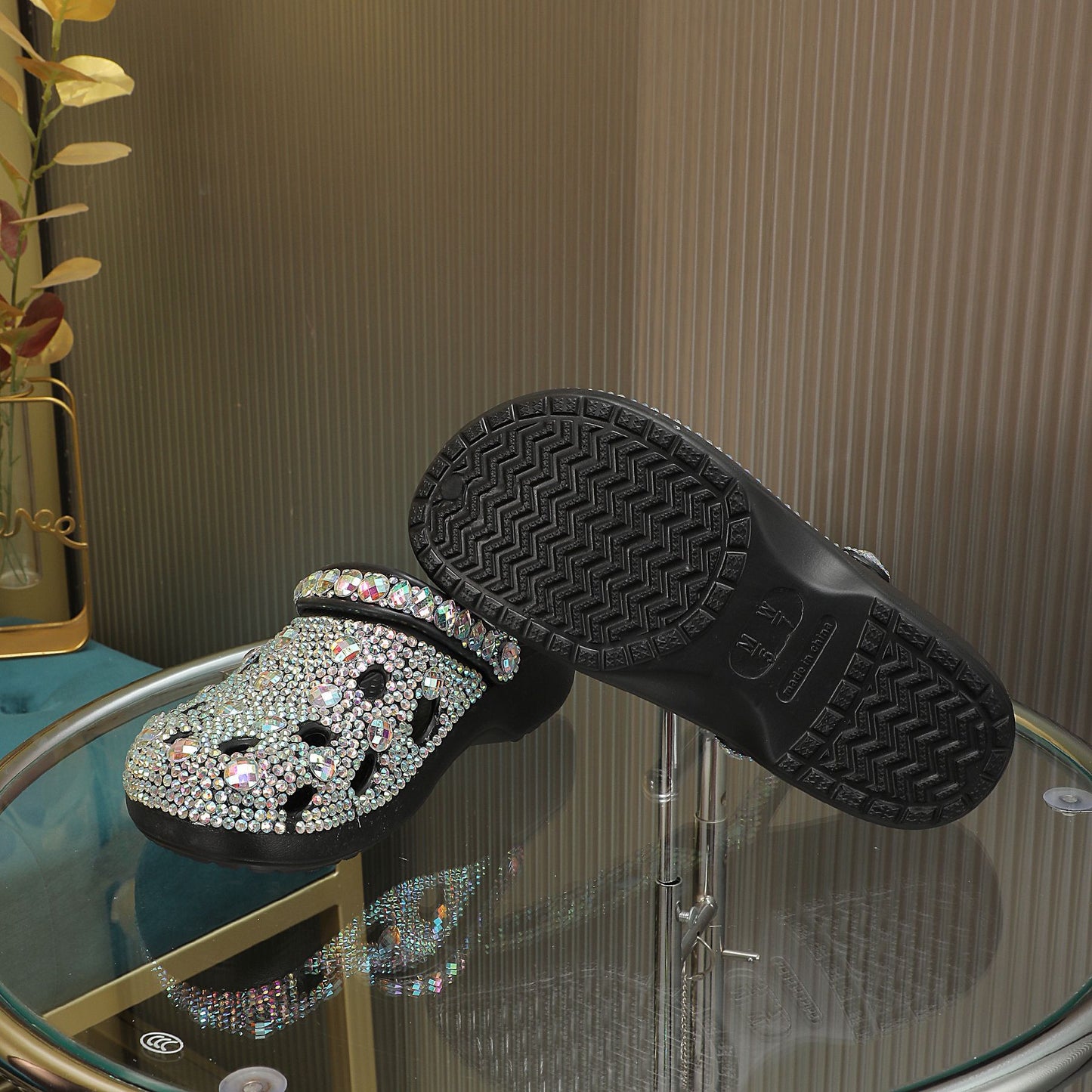 Women's Simple Hole Summer Diamond Studded Hand Platform Sandals