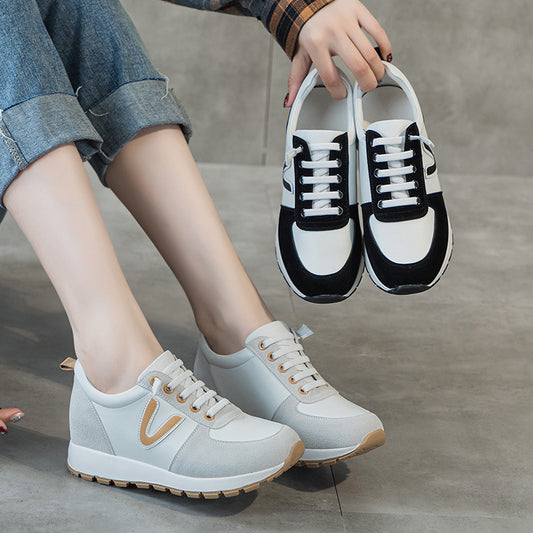 Women's Korean Style Sports Color Block Platform Round Toe Casual Shoes