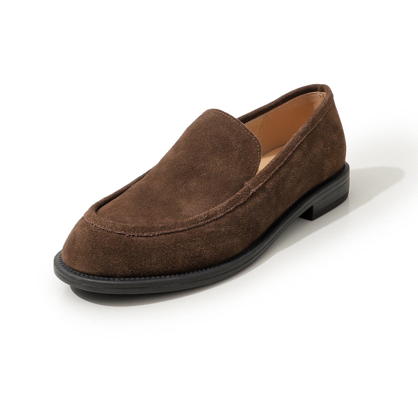Women's Spring Round Toe Reversible Cowhide Flat Pumps Loafers