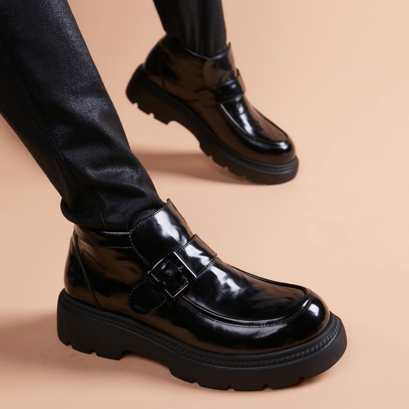 Men's Fashion British Style Thick Bottom Height Increasing Youth Men's Business Leather Shoes