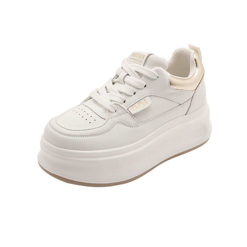 Women's Cowhide Platform Height Increasing Insole Sports Women's Casual Shoes